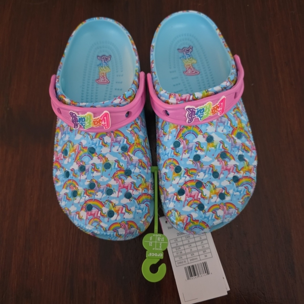 Lisa Frank Rainbow Unicorn Crocs - Arctic - Big Kids Size J5